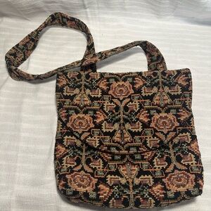 Vintage Floral Tapestry Shoulder Bag